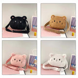 4 Colors Cat Small Shoulder Bags Cartoon Soft Plush Little Girl Messenger Bag
