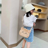 4 Colors Cat Small Shoulder Bags Cartoon Soft Plush Little Girl Messenger Bag
