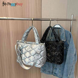 Winter Nylon Shoulder Bag Casual Large Zipper Crossbody Tote