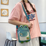 Funny Cartoon Animal Crossbody Bag Soft Nylon Girl Small Bag with Earphone Hole