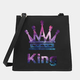 Women Square Bags Shoulder Crossbody King&Queen Series Pattern Tote Messenger Ba