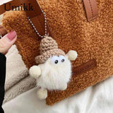 Soft Faux Fur Tote Bag with Pendant