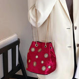 Snowflake Mini Handbags Tote Crossbody Bag with Golden Chain Shoulder Strap