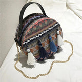 Bohemian Tassel Geometric Plaid Messenger Bag