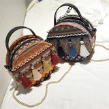 Bohemian Tassel Geometric Plaid Messenger Bag