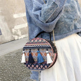 Bohemian Tassel Geometric Plaid Messenger Bag