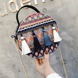 Bohemian Tassel Geometric Plaid Messenger Bag