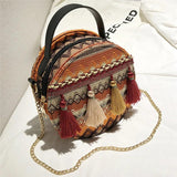 Bohemian Tassel Geometric Plaid Messenger Bag