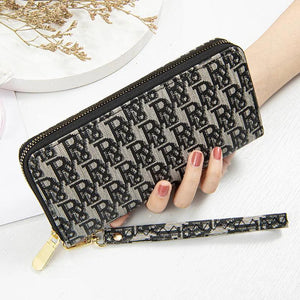 Matte Printed Letter Zipper Handbag Long Wallet Student Mobile Phone Bag