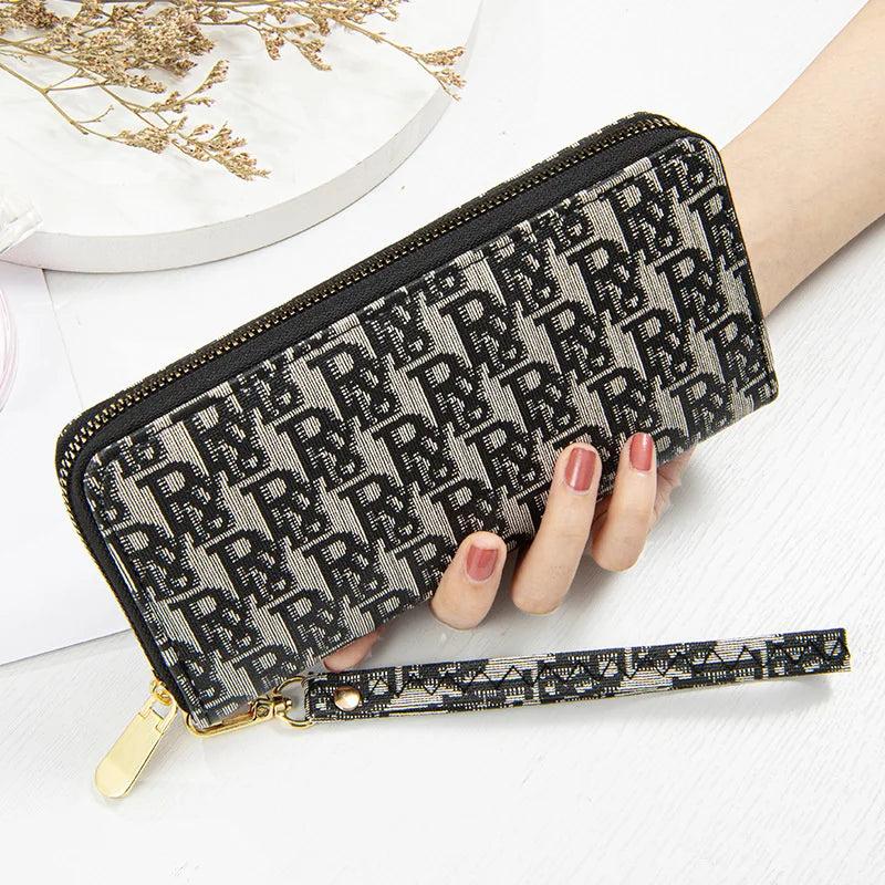 Matte Printed Letter Zipper Handbag Long Wallet Student Mobile Phone Bag
