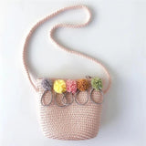 Straw Flower Bags Women Woven Basket Tote Bohemian Beach Handbags