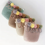 Straw Flower Bags Women Woven Basket Tote Bohemian Beach Handbags