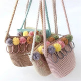 Straw Flower Bags Women Woven Basket Tote Bohemian Beach Handbags