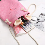 Small Linen Crossbody Bag Purse with 3D Bunny Ears