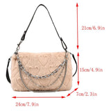 Plush Underarm Handbags Soft Fluffy Messenger Bag Chains Solid for Travel