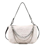 Plush Underarm Handbags Soft Fluffy Messenger Bag Chains Solid for Travel