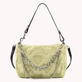 Plush Underarm Handbags Soft Fluffy Messenger Bag Chains Solid for Travel