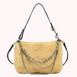 Plush Underarm Handbags Soft Fluffy Messenger Bag Chains Solid for Travel
