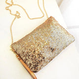 Women Glitter Sequins Envelope Clutch Bag Wallet Purse Silver