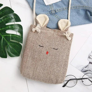 Linen Rabbit Cotton Messenger Bags for Women