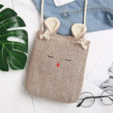 Linen Rabbit Cotton Messenger Bags for Women