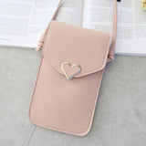 Women Bags Heart-shaped Transparent Touch Screen Phone Bag