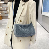 Winter Plush Rhombus Faux Fur Handbag Tote Purse Ladies Shoulder Bag