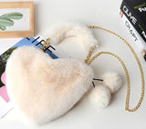 Heart-Shaped Shoulder Bag Love Handbag Winter Chain Crossbody Bag