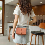 Women Crossbody Handbag Small PU Leather Tassel Decor Casual Shoulder Purse