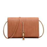 Women Crossbody Handbag Small PU Leather Tassel Decor Casual Shoulder Purse