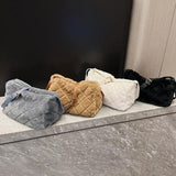 Rhombus Pattern Plush Women Handbags Casual Soft Portable