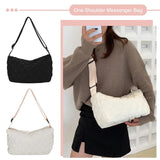 Quilted Crossbody Bag Large Capacity Adjustable Strap Solid Color