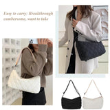 Quilted Crossbody Bag Large Capacity Adjustable Strap Solid Color