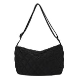 Quilted Crossbody Bag Large Capacity Adjustable Strap Solid Color
