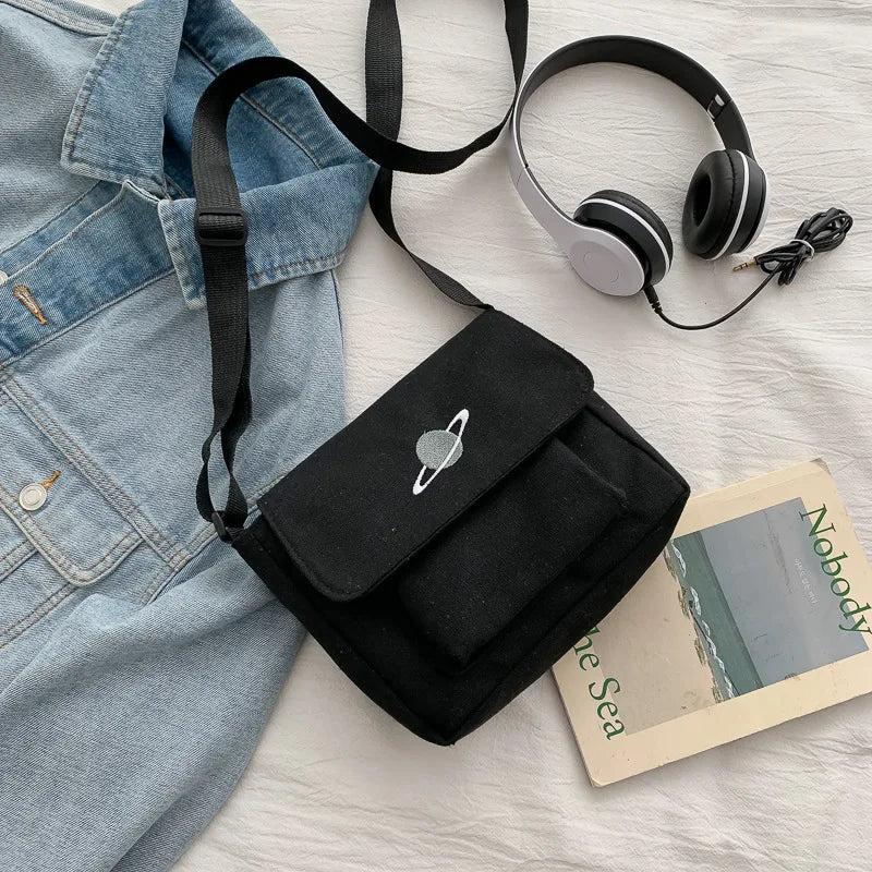Canvas Diagonal Crossbody Bags Youth Small Handbags Shoulder Bag
