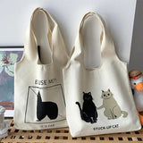 Harajuku Canvas Tote Bag Large Capacity Shopping Handbag