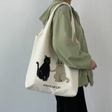 Harajuku Canvas Tote Bag Large Capacity Shopping Handbag