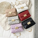 Embroidered Crossbody Bag Ladies Chain Rhombic Small Inclined Span Bag