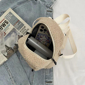 Plush Fabric Shoulder Crossbody Bag for Women