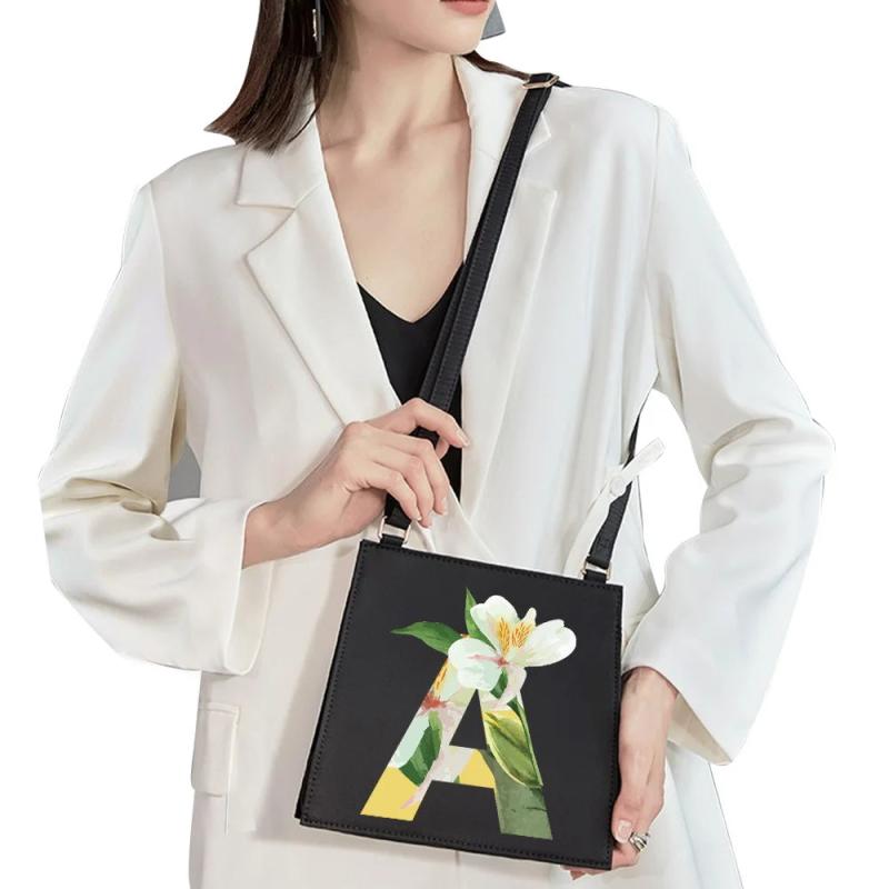 Square Bag Initial Name Letter Pattern Printing Commuter Bag Woman Bag Shoulder