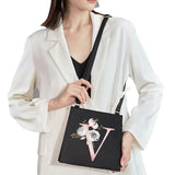 Shoulder Bag Initial Name Letter Pink Flower Pattern Printing Series