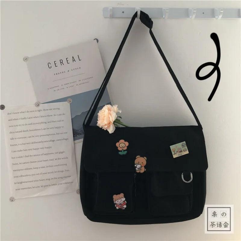 Solid Canvas Crossbody Bags for Women Girls