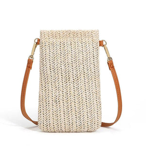 Mini Crossbody Beach Bag Straw Purse Lipstick Satchel