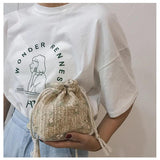 Women Beach Straw Woven Flower Embroidery Bag Ladies Messenger Handbag
