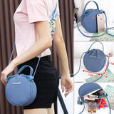 Circular Leather Women Shoulder Bag Crossbody Messenger Purse Round Handbag