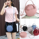 Circular Leather Women Shoulder Bag Crossbody Messenger Purse Round Handbag