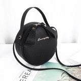 Circular Leather Women Shoulder Bag Crossbody Messenger Purse Round Handbag