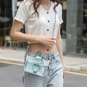 Transparent PVC Jelly Bucket Bag Small Shoulder Crossbody Messenger