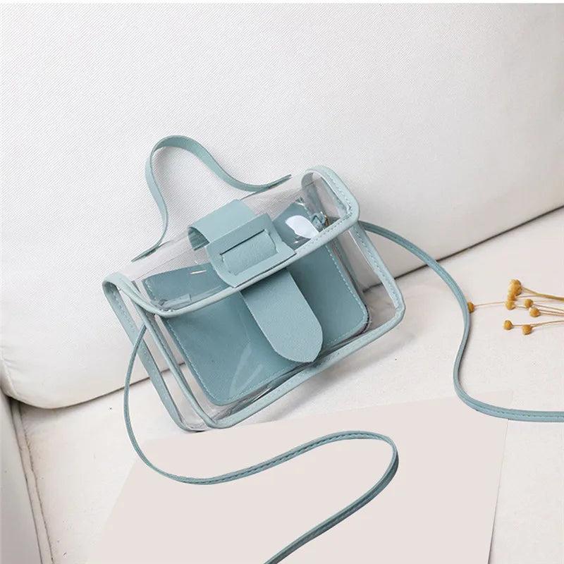 Transparent PVC Jelly Bucket Bag Small Shoulder Crossbody Messenger