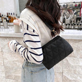 Embroidered Rhombic Chain Shoulder Bag